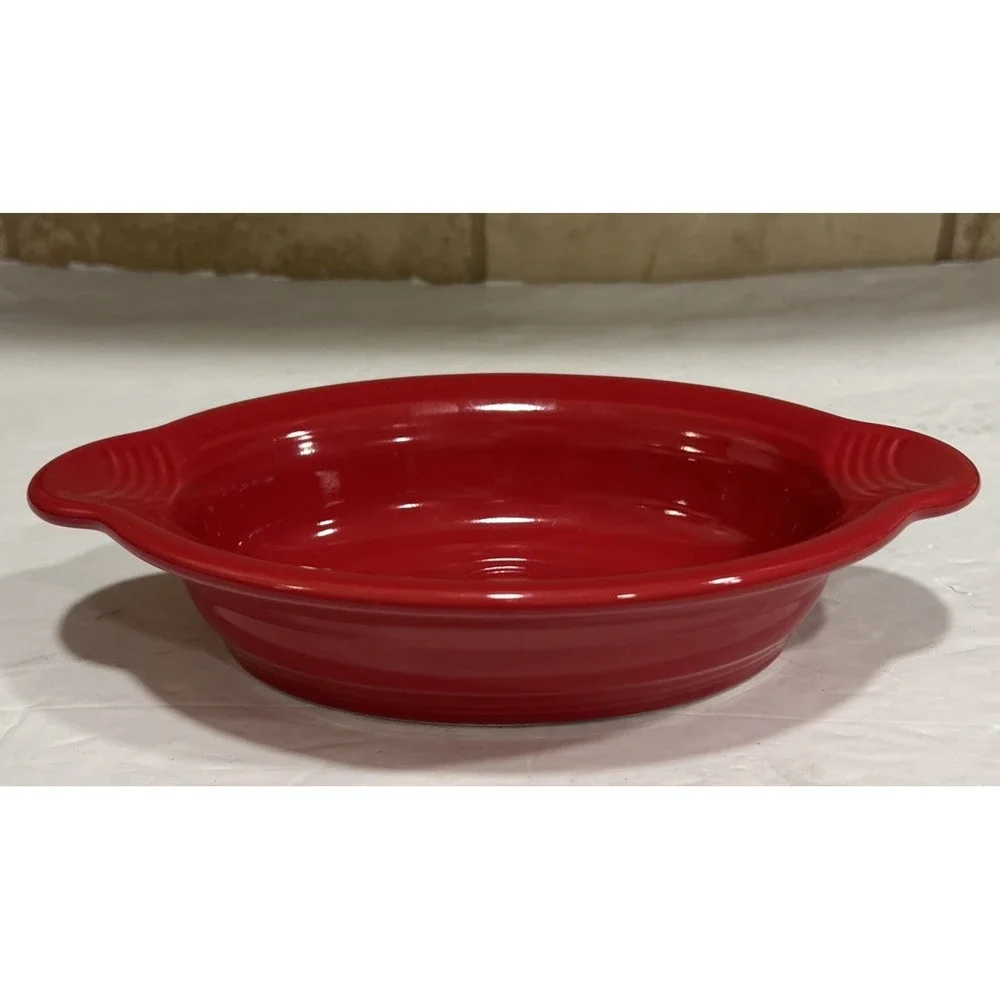 HLC Fiesta Ware Red Oval Au Gratin Baking Dish 9